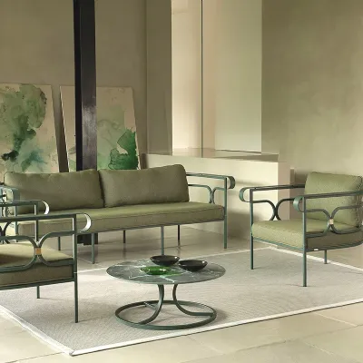 Set per l'esterno modello Collier 2 posti con poltrona e tavolino  Emu completo 