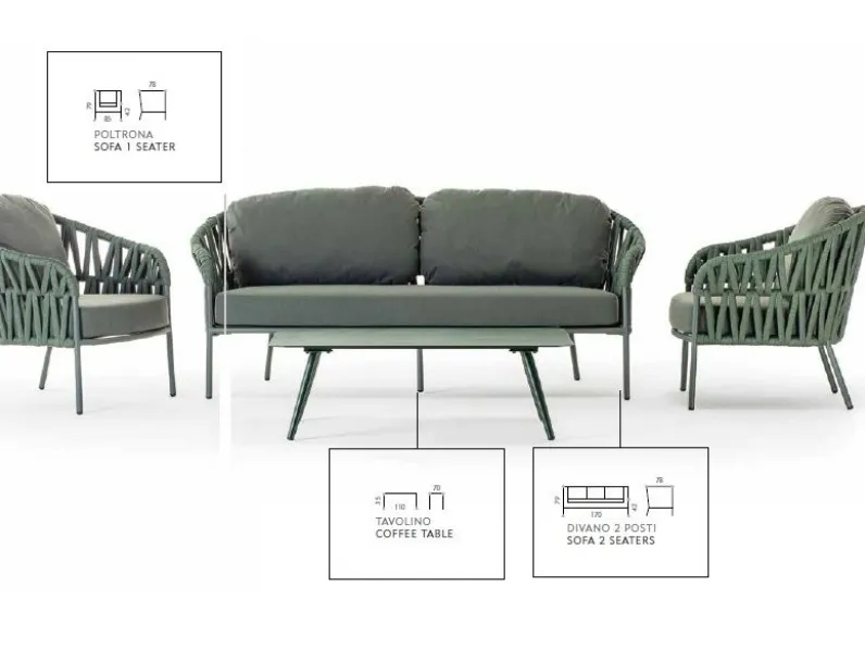Set per l'esterno Set completo con rivestimento nautico  olefin idrorepellente a marchio Md work a prezzo scontato