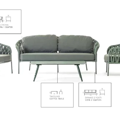 Set per l'esterno Set completo con rivestimento nautico  olefin idrorepellente a marchio Md work a prezzo scontato