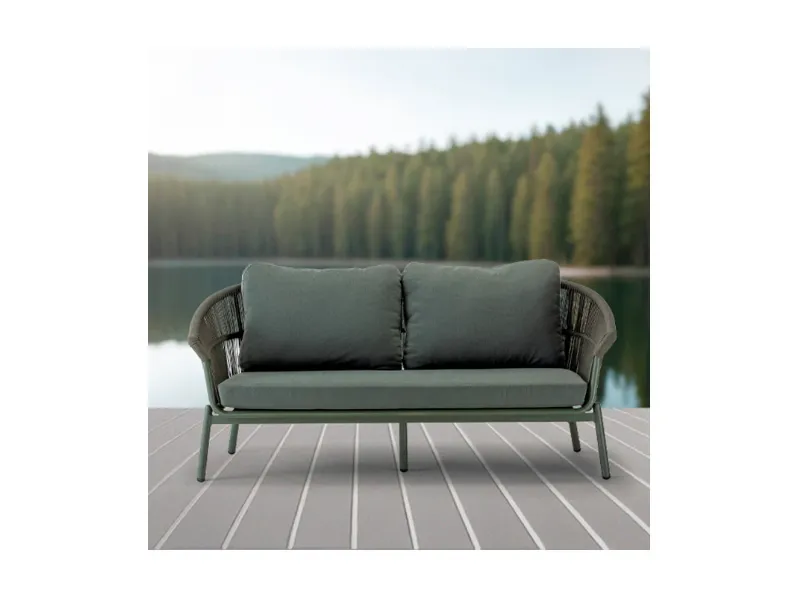 Set per l'esterno modello Tropea green divano poltrone e tavolino Artigianale completo 