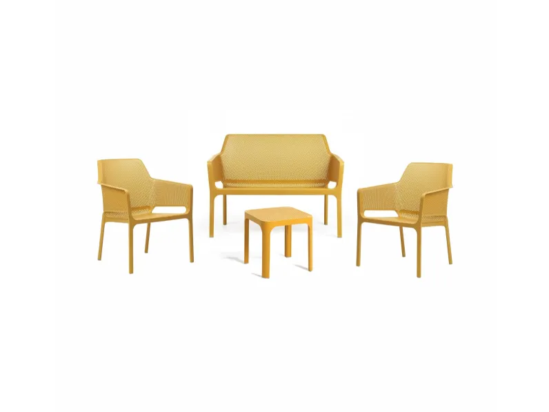Set per l'esterno modello Salotto net relax giallo senape table 40 Nardi SCONTATO