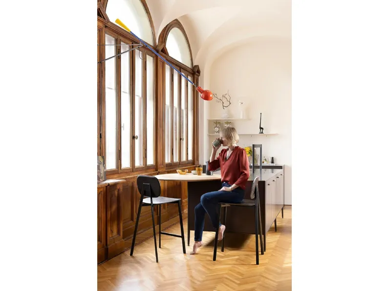 Sgabello da cucina Tata impiallacciato Point house in Offerta Outlet