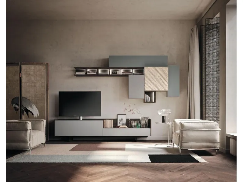 Composizione per il living modello Sala909 di Mobilgam a prezzo Outlet