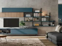 Soggiorno completo modello Soggiono  colombini golf  in colore rovere e  blu opale di Colombini casa a prezzo Outlet