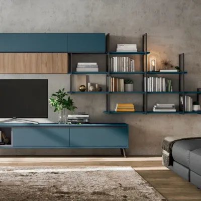 Soggiorno completo modello Soggiono  colombini golf  in colore rovere e  blu opale di Colombini casa a prezzo Outlet