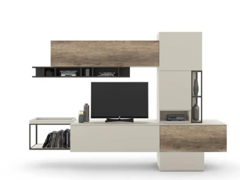 Composizione per la zona giorno modello Soggiorno legno lena 42 made in italy di Md work a prezzo Outlet