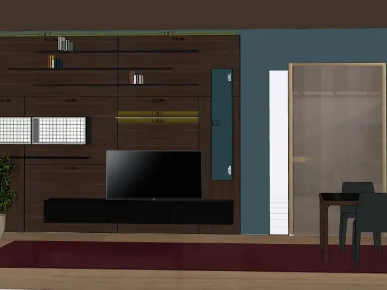 Soggiorno completo modello Spazio boiserie con tavolo e sedie di Pianca in Offerta Outlet