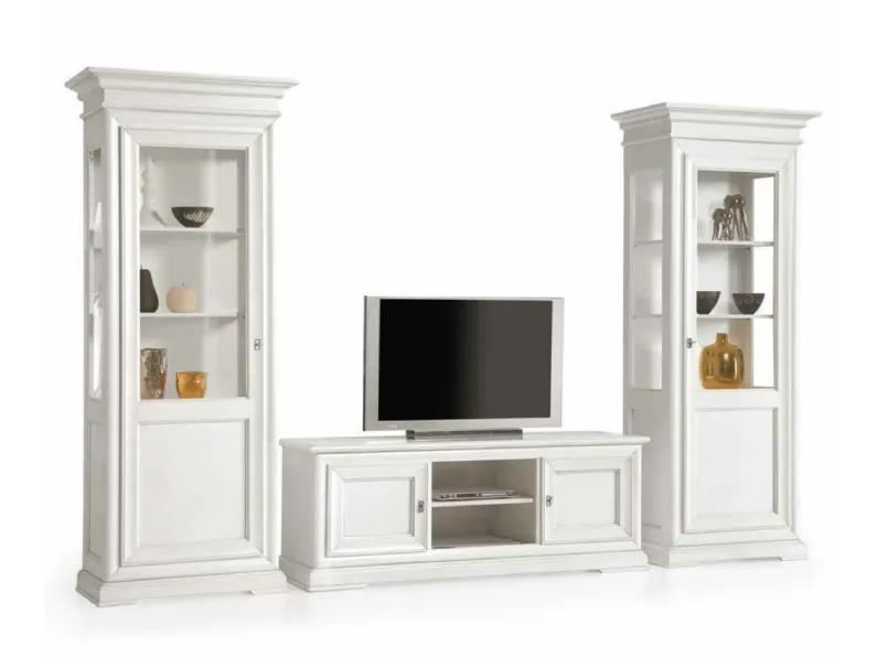 Soggiorno completo Cassapanca porta tv con vetrine di Mottes selection in legno a prezzo scontato