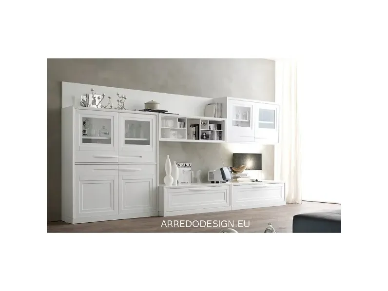 Soggiorno completo Cristina * di Fasolin in laccato opaco a prezzo Outlet