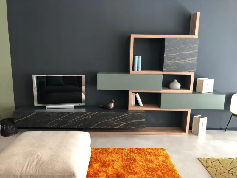 Soggiorno completo Horizon di Mobilgam in legno in Offerta Outlet