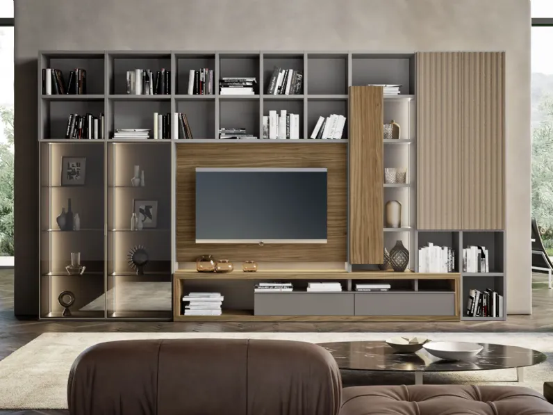Soggiorno completo Horizont di Mobilgam in stile moderno con forte sconto