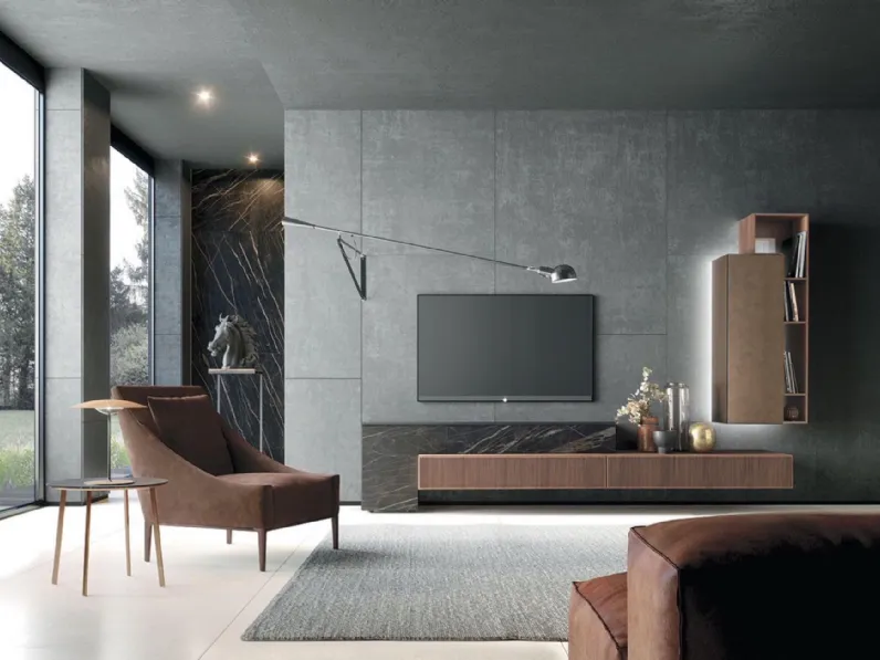 Soggiorno completo modello Living 907 di Mobilgam a prezzo scontato