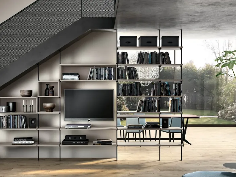 Soggiorno completo Metal di Zg mobili in laminato materico a prezzo Outlet