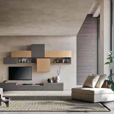 Soggiorno completo modello Sala935 in stile moderno di Mobilgam a PREZZI OUTLET