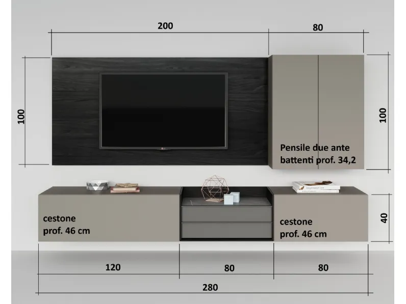 Soggiorno completo modello Skyline  in stile design di Astor mobili a PREZZI OUTLET