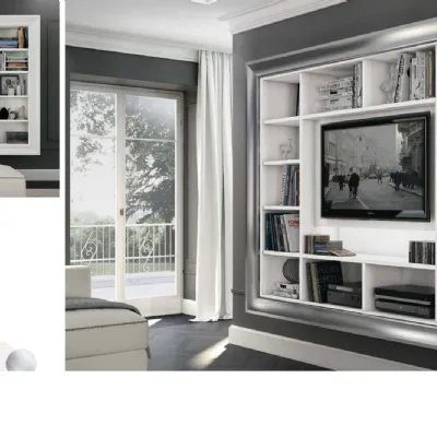 Soggiorno completo modello Soggiorno libreria cornice design white e silver  di Outlet etnico in Offerta Outlet