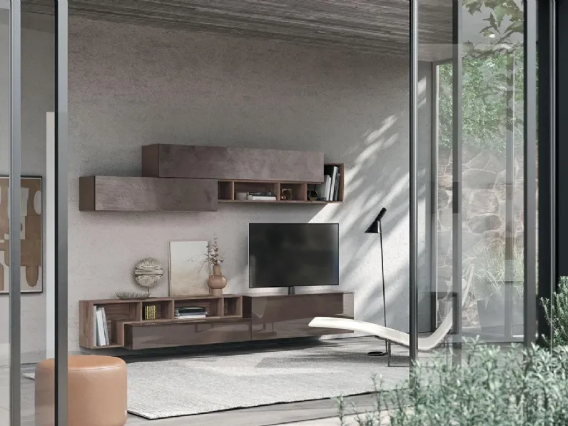 Composizione per il living modello Sala904 di Mobilgam in Offerta Outlet