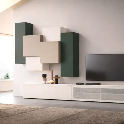 Soggiorno completo Skt29 di Tomasella in laccato opaco in Offerta Outlet