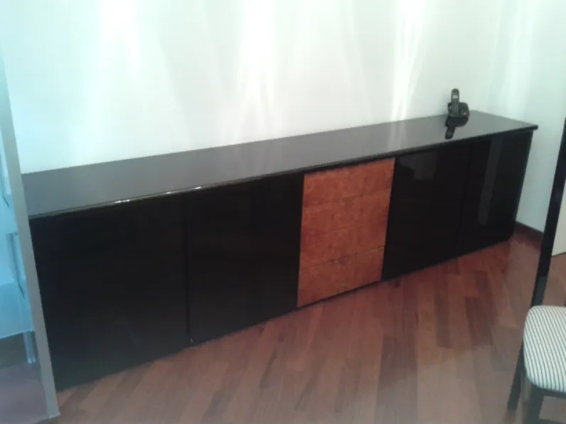 Credenza moderna laccata lucido nero L. 275 h. 72 prof. 45