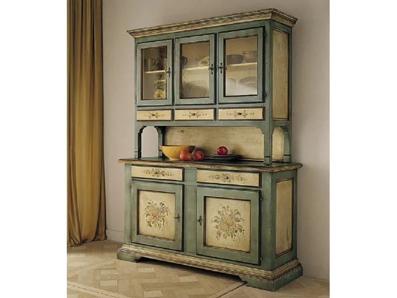 Vetrinetta Cristalliera stile veneziano laccata con decori stile classica Cristalliera stile veneziano laccata con decori di Collezione esclusiva in Offerta Outlet