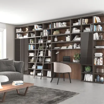 Libreria Libreria componibile con scaletta di giessegi proposta nella soluzione-promo sconto 30% Giessegi in stile moderna in offerta