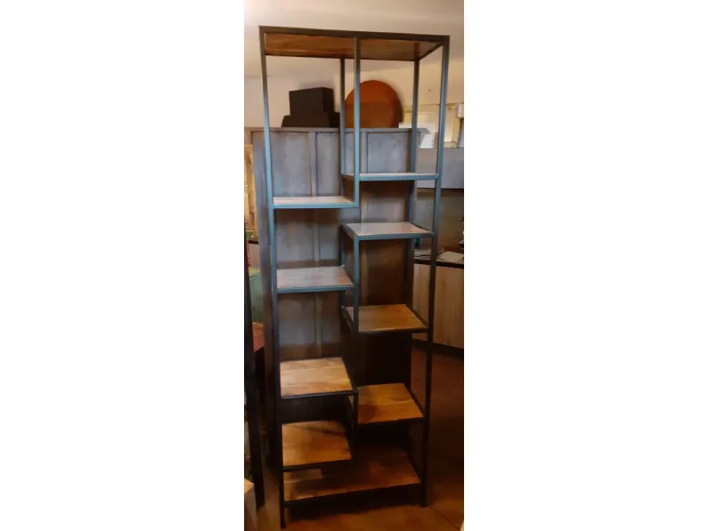 Libreria in legno stile moderno Mobile scaffale industrial legno e metallo  Outlet etnico