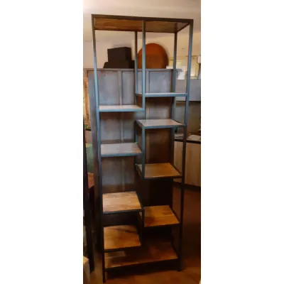 Libreria in legno stile moderno Mobile scaffale industrial legno e metallo  Outlet etnico