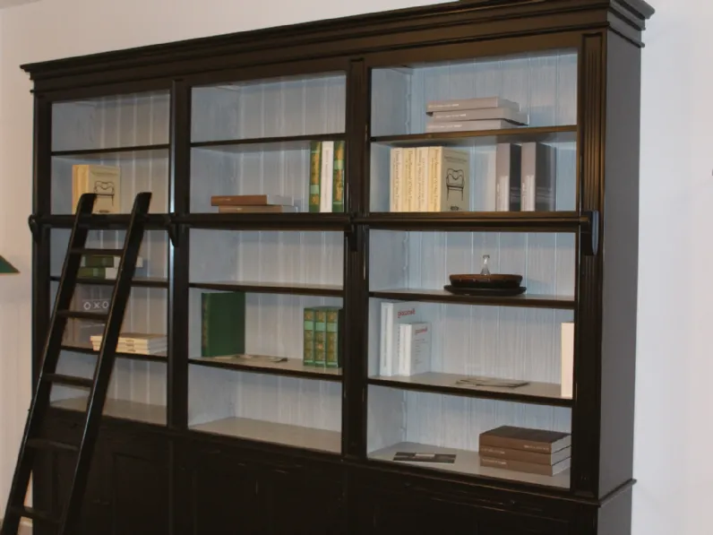 Libreria in stile classico Dialma brown in legno Offerta Outlet
