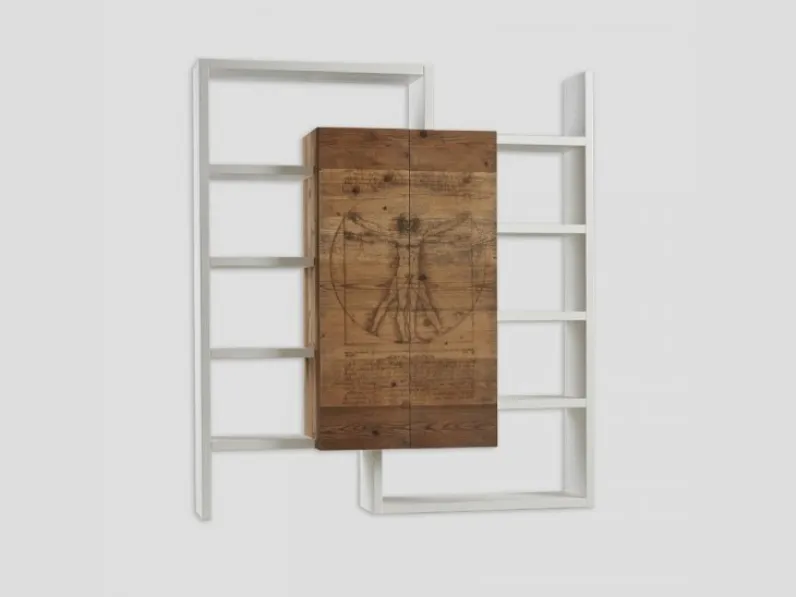 Libreria in stile design Dialma brown in legno Offerta Outlet