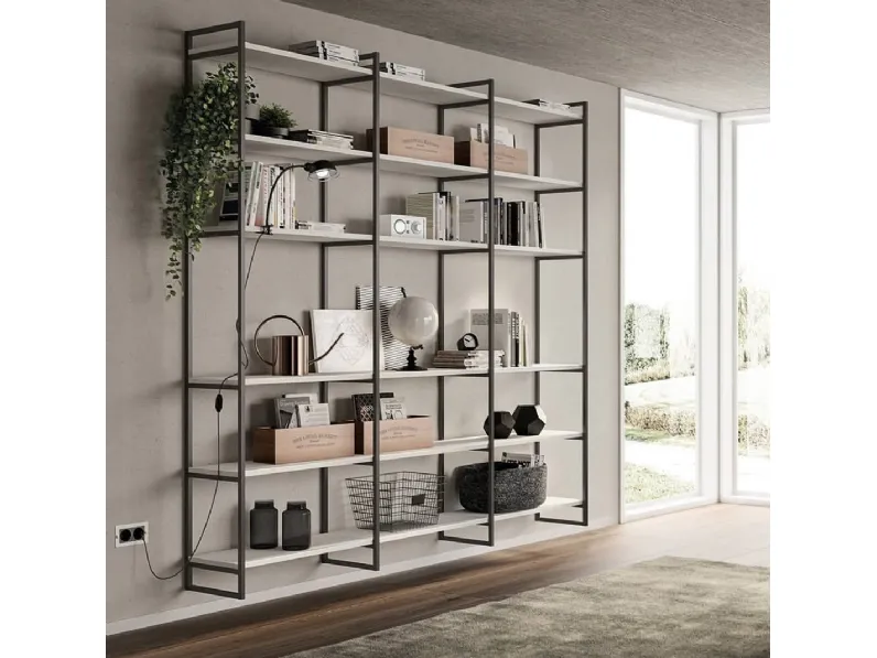 Libreria in stile design Scavolini in laminato materico Offerta Outlet