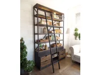 libreria industrial con scala legno masello e ferro in offerta scontatissima outlet offerta outlet 160  x 45 x h 244