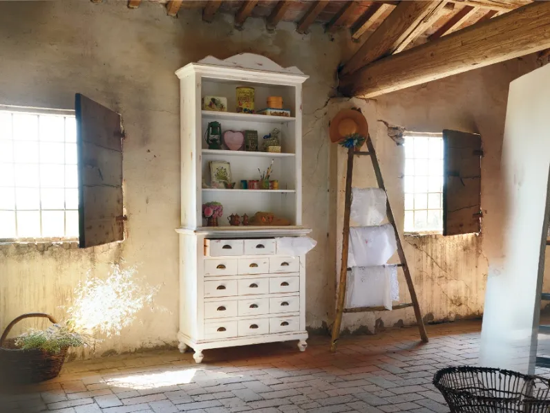 Libreria modello Libreria shabby con cassettiera a scomparti scontata del 30% di Artigianale a prezzo Outlet