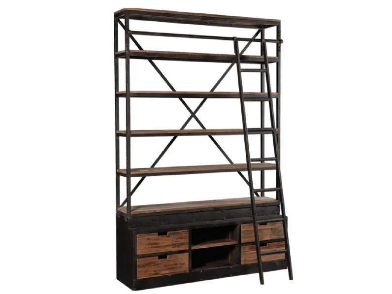 Libreria Collezione esclusiva in legno scontata -44%: scopri Libreria industrial c/scala