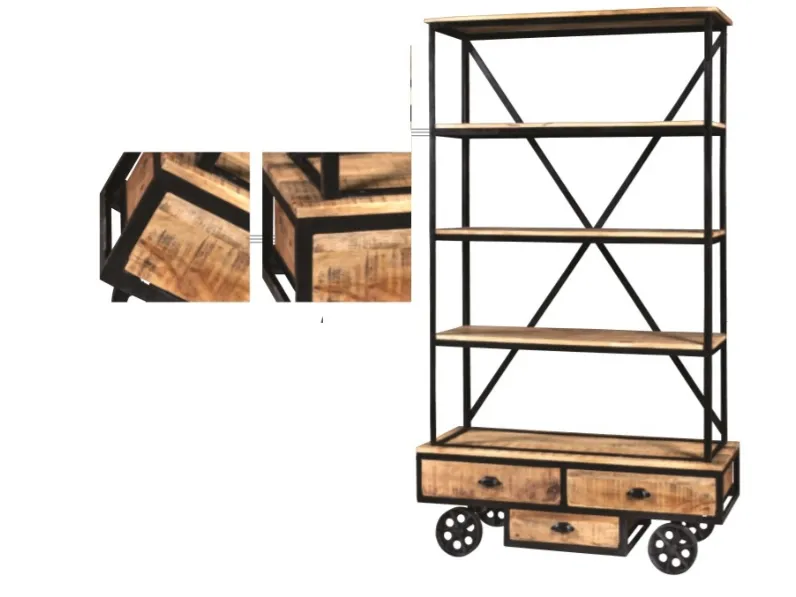 Libreria modello Libreria whell industrial con ruote in offerta   di Outlet etnico a prezzo Outlet