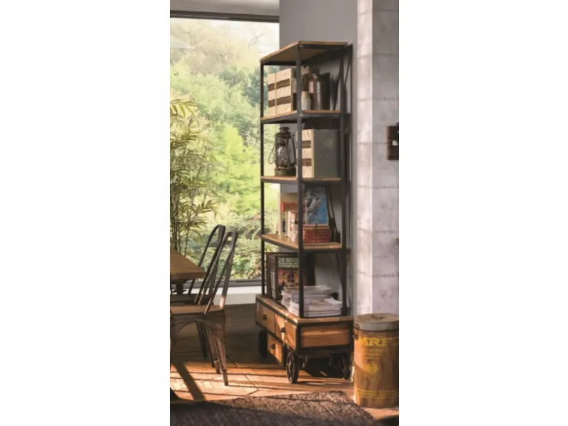 Libreria modello Libreria whell industrial con ruote in offerta   di Outlet etnico a prezzo Outlet