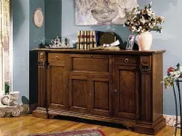 Madia Credenza con ribalta centrale in noce scontata del 30% Artigianale in legno a prezzo scontato