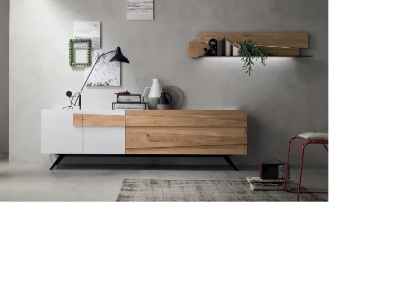 Madia design  in legno di rovere con piedini in metallo PREZZI OUTLET