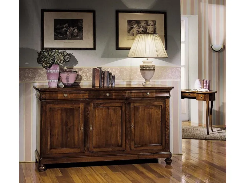 Madia Mobile-credenza stile 800 in legno di noce scontata del 35%.  Artigianale OFFERTA OUTLET