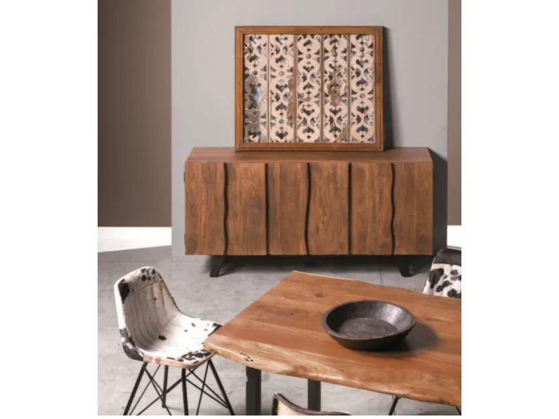 Madia Outlet etnico in legno Credenza retro' india in vero legno in offerta  a prezzo scontato