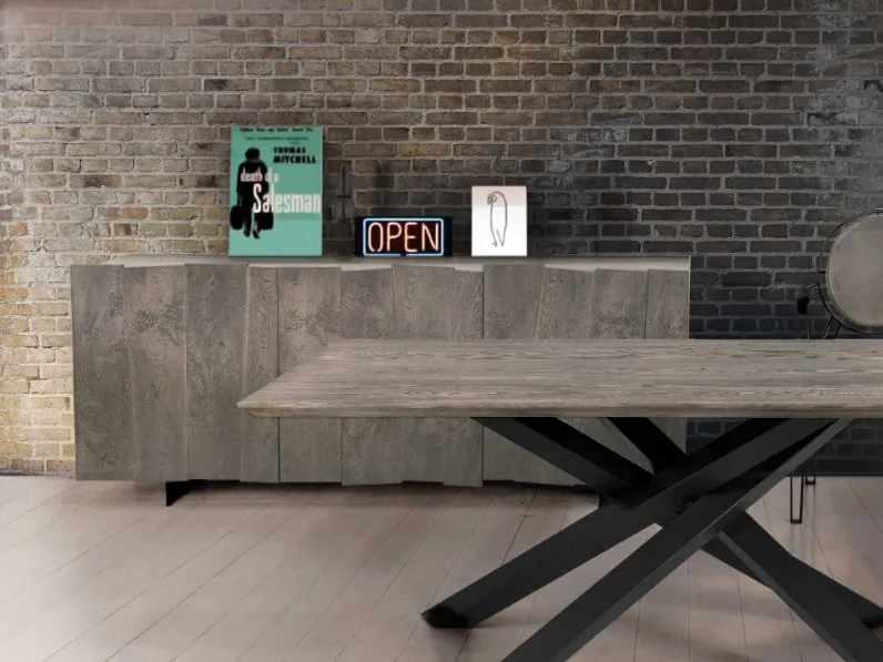 Mobile soggiorno modello Rovere nodato beton venezia di Md work a prezzo Outlet