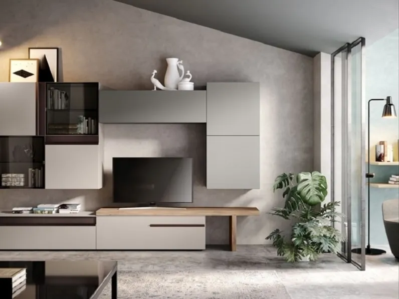 Parete attrezzata Composizione-living mod.abaco scontata del 30% Gierre mobili in stile moderna a prezzo scontato