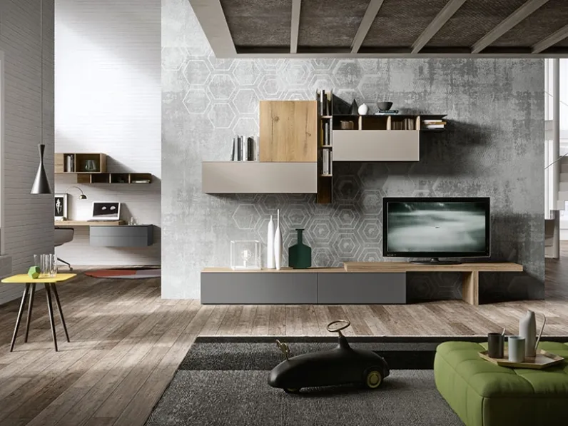 Mobile componibile Siloma in laccato opaco Living space 05 a prezzo scontato