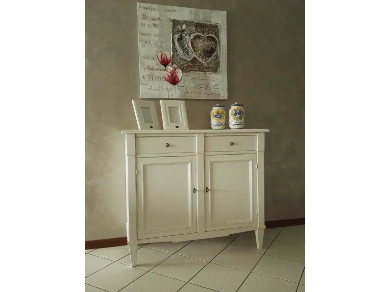 Mobile ingresso in legno stile classico shabby chic bianco Artigianale