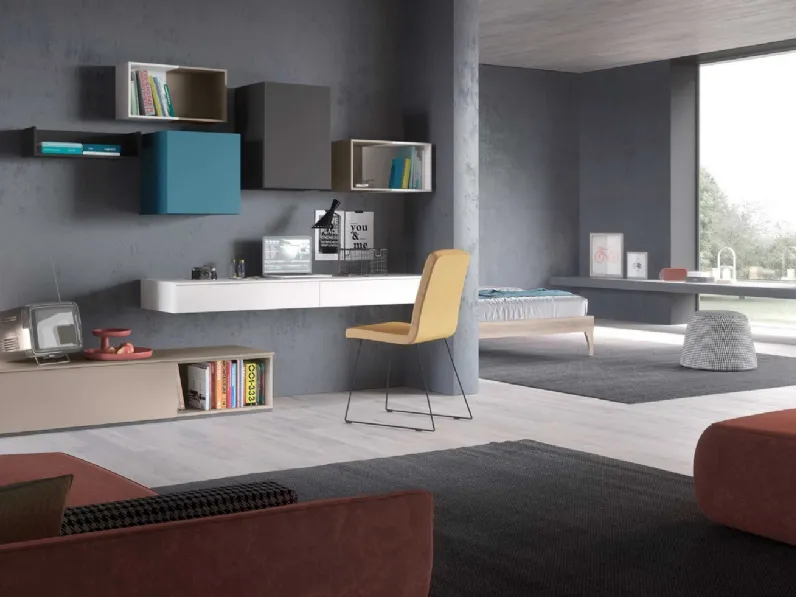 Parete attrezzata Day collection Mab in laminato materico in Offerta Outlet