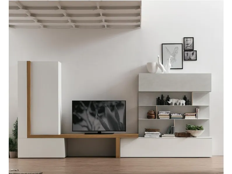 Parete attrezzata in laminato materico stile design Living tomasella a077 Tomasella