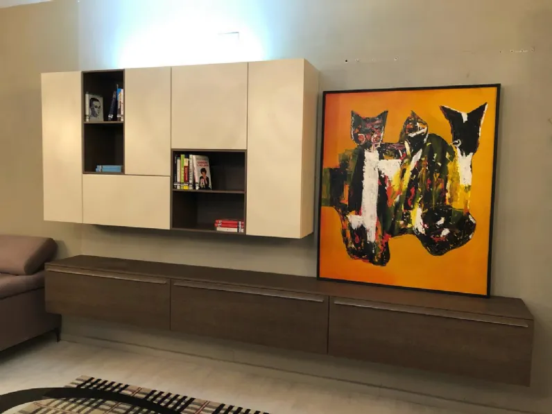 Parete attrezzata in laminato materico stile moderno Seta A.c.f