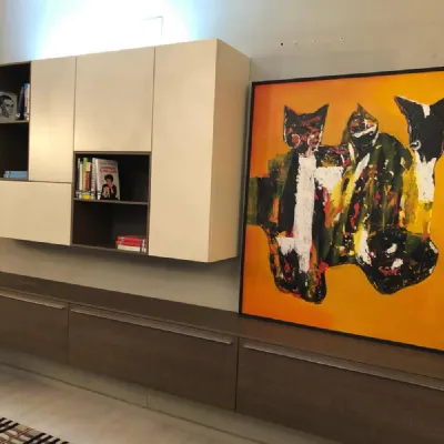 Parete attrezzata in laminato materico stile moderno Seta A.c.f