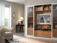 Parete attrezzata in legno stile moderno Mobile-libreria con vano-tv scontato del 40% Artigianale