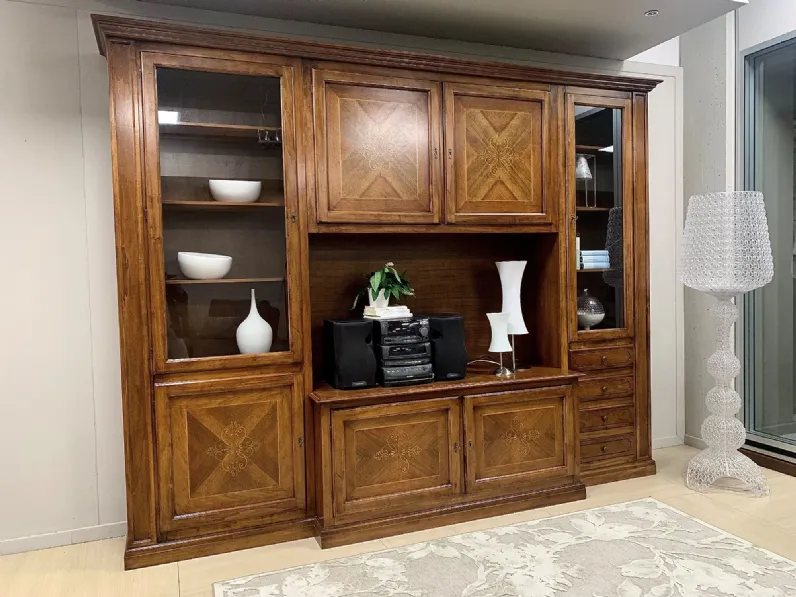 Parete attrezzata in stile classico Artigianale in legno Offerta Outlet