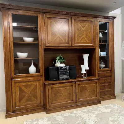 Parete attrezzata in stile classico Artigianale in legno Offerta Outlet